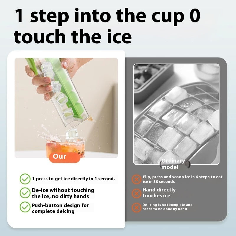 One-Touch Release Ice Cube Mold with Storage Box | Food Grade Plastic Ice Tray | Kitchen Tool