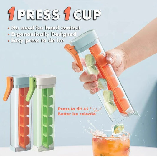 One-Touch Release Ice Cube Mold with Storage Box | Food Grade Plastic Ice Tray | Kitchen Tool